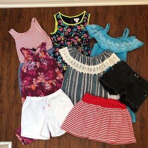 Bundle 8 Girls Size 6-7  S Dresses Shorts Top Skirt Floral Lace Stripes